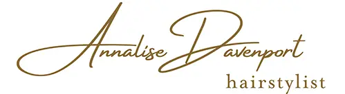 Annalise Davenport hairstylist logo in gold cursive and serif font